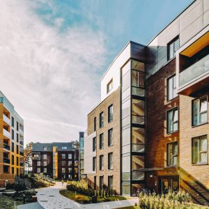 EU Modern european complex of residential apartment buildings. And outdoor facilities.